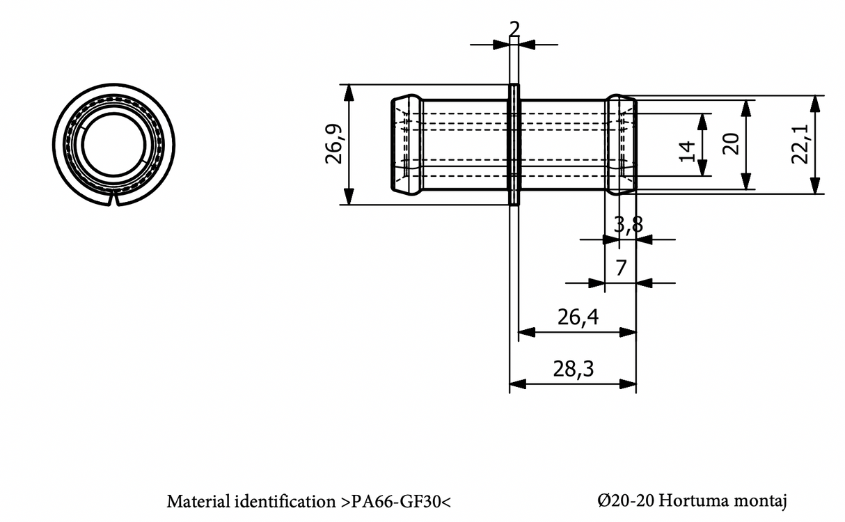 Sclauchverbinder / Interne Bauteile: JN35721917 / OEM Bauteilnummer: 4H0.121.140.A (dient nur zum Vergleich) / Verwendung: EPDM Schlauch